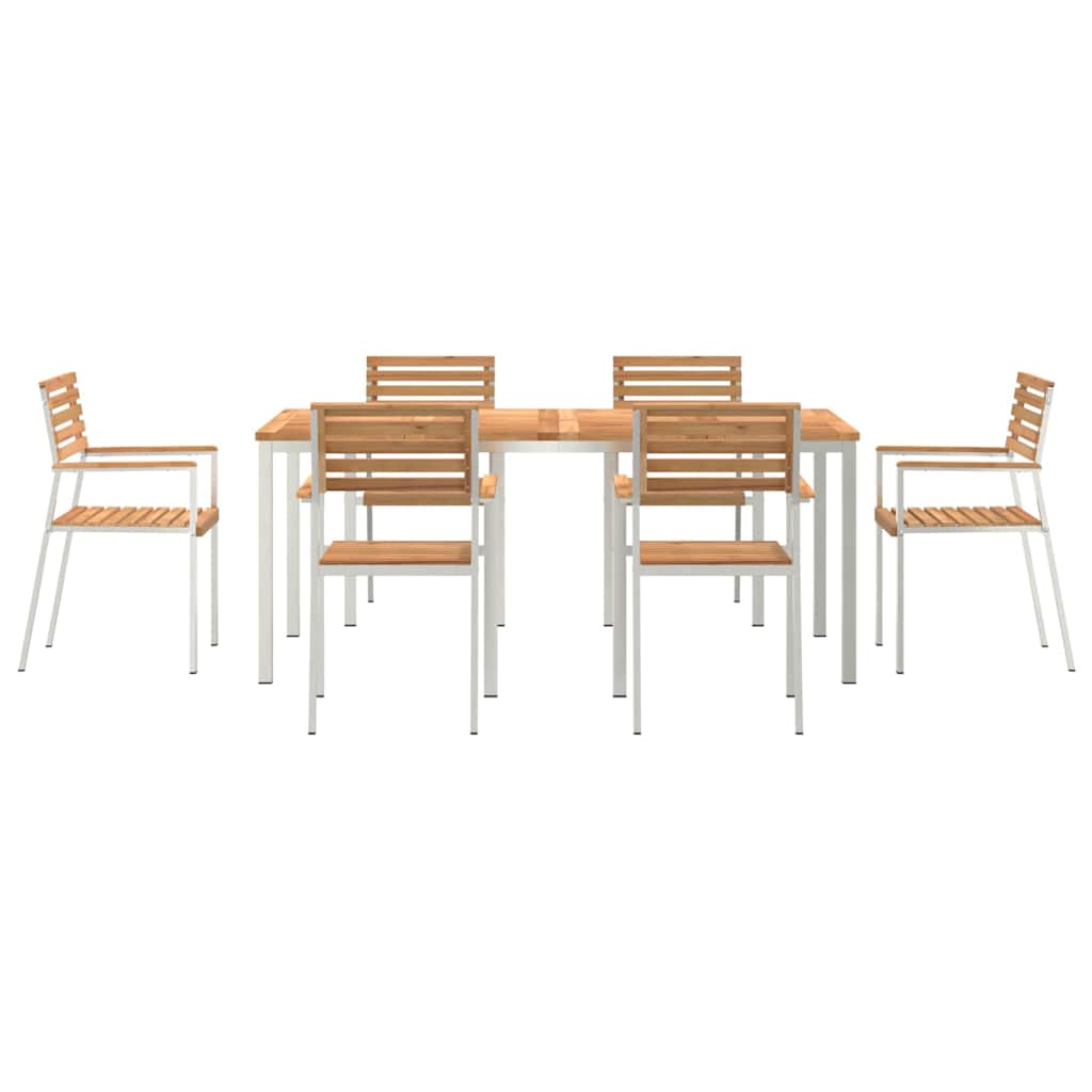 vidaXL Garden Dining Set 7 pcs Solid Teak Wood and Stainless Steel