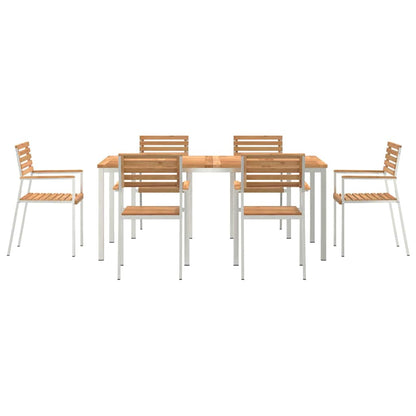 vidaXL Garden Dining Set 7 pcs Solid Teak Wood and Stainless Steel