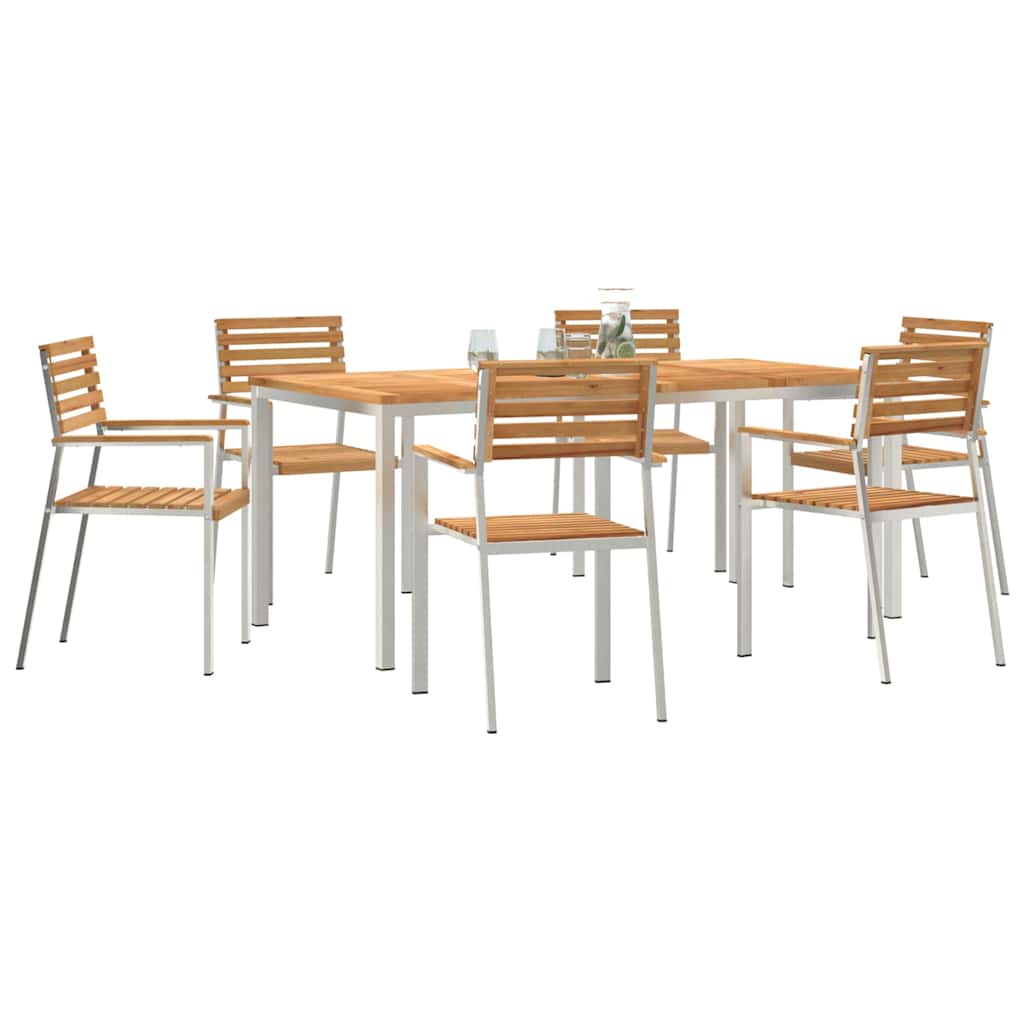 vidaXL Garden Dining Set 7 pcs Solid Teak Wood and Stainless Steel