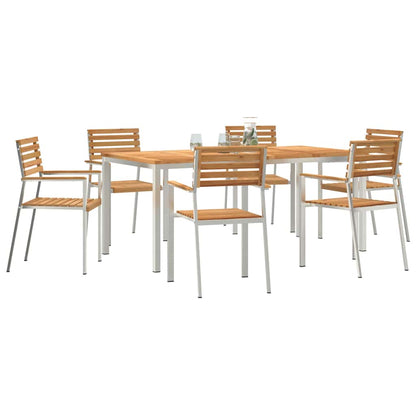 vidaXL Garden Dining Set 7 pcs Solid Teak Wood and Stainless Steel