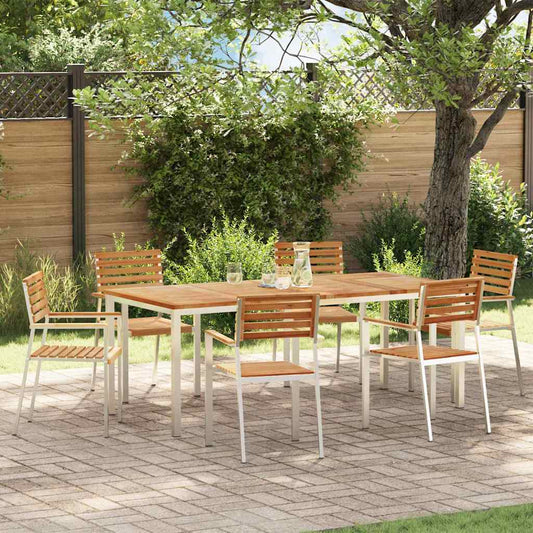 vidaXL Garden Dining Set 7 pcs Solid Teak Wood and Stainless Steel