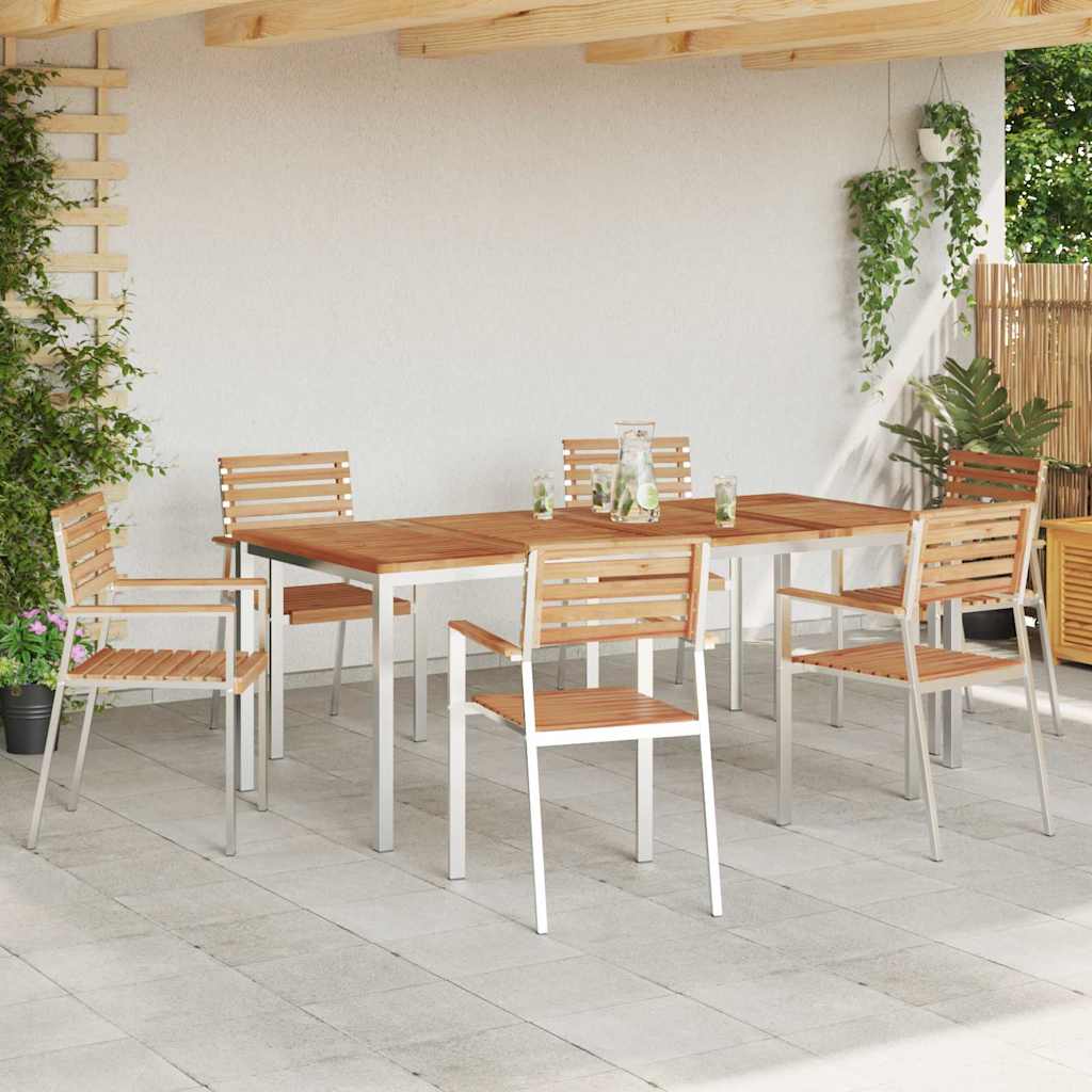 vidaXL Garden Dining Set 7 pcs Solid Teak Wood and Stainless Steel