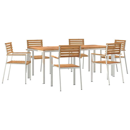 vidaXL Garden Dining Set 7 pcs Solid Teak Wood and Stainless Steel