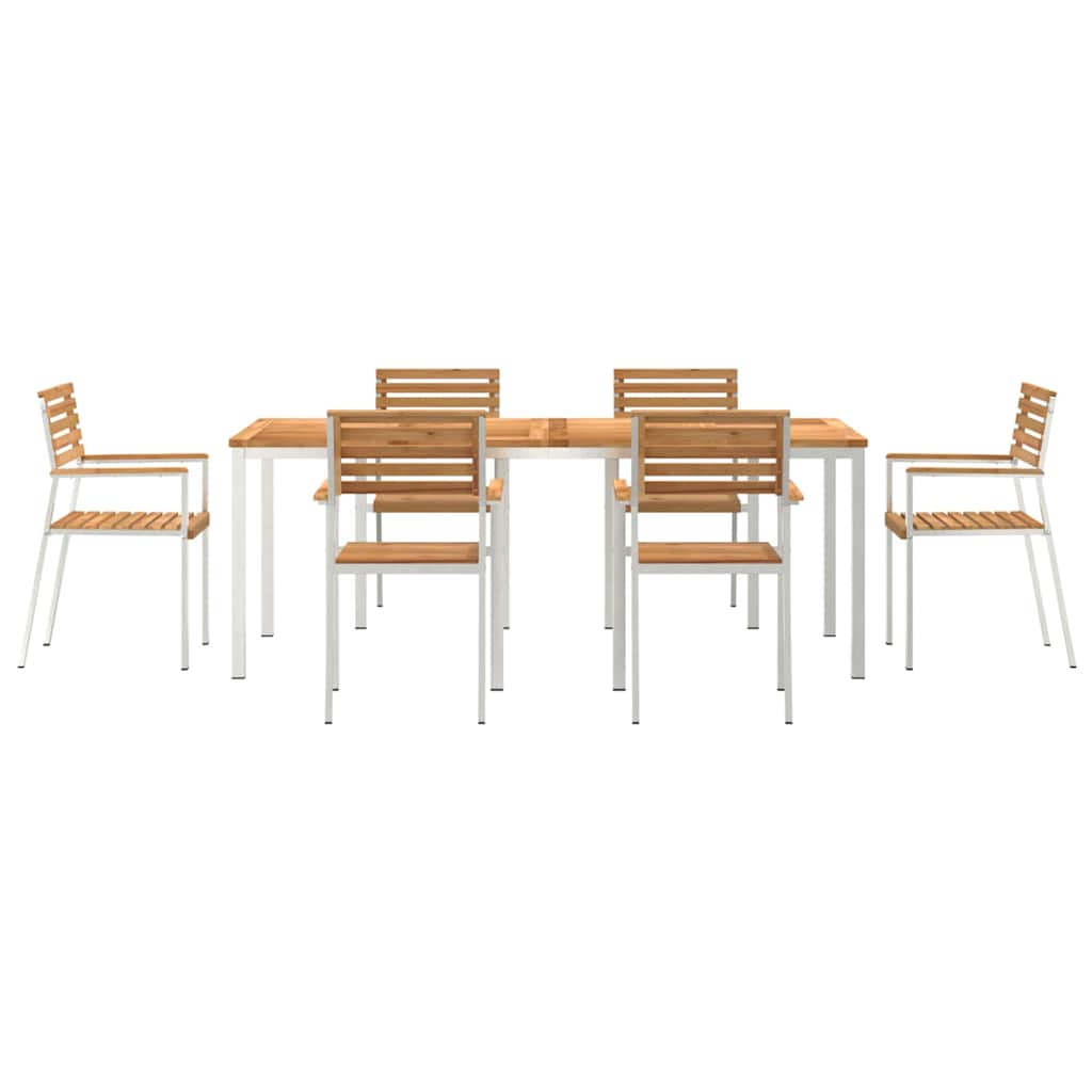 vidaXL Garden Dining Set 7 pcs Solid Teak Wood and Stainless Steel