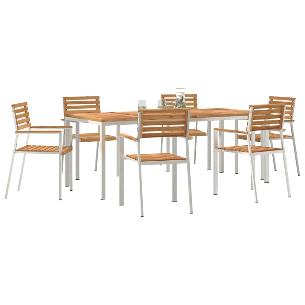 vidaXL Garden Dining Set 7 pcs Solid Teak Wood and Stainless Steel