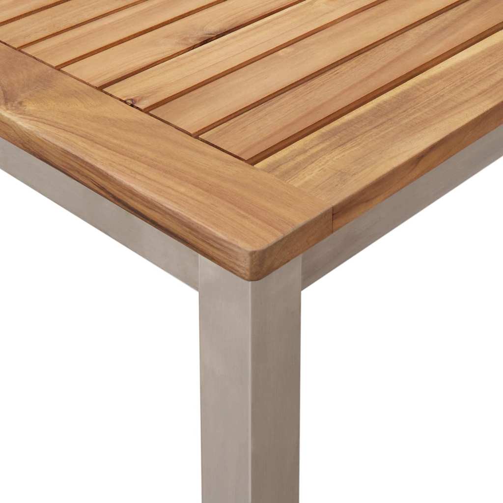 vidaXL Garden Dining Set 9 pcs Brown Solid teak wood & stainless steel