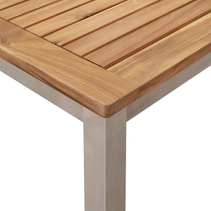 vidaXL Garden Dining Set 9 pcs Brown Solid teak wood & stainless steel