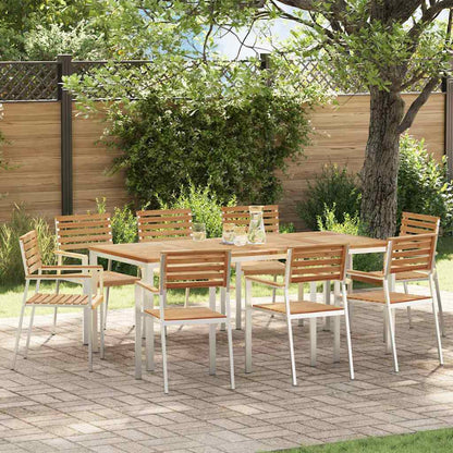 vidaXL Garden Dining Set 9 pcs Brown Solid teak wood & stainless steel