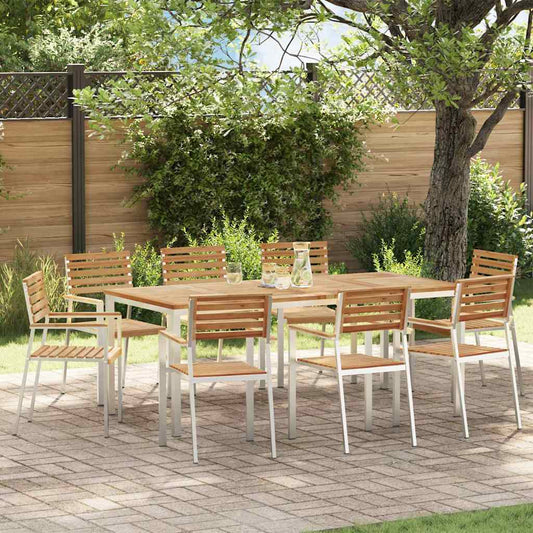 vidaXL Garden Dining Set 9 pcs Brown Solid teak wood & stainless steel