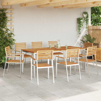 vidaXL Garden Dining Set 9 pcs Brown Solid teak wood & stainless steel