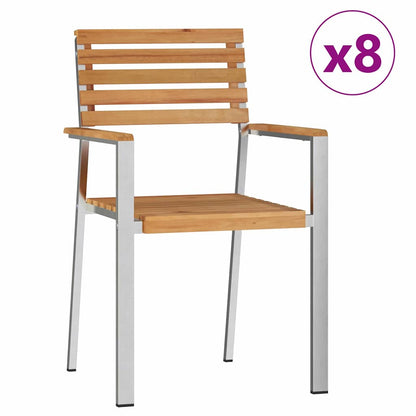 vidaXL Garden Dining Set 9 pcs Brown Solid teak wood & stainless steel