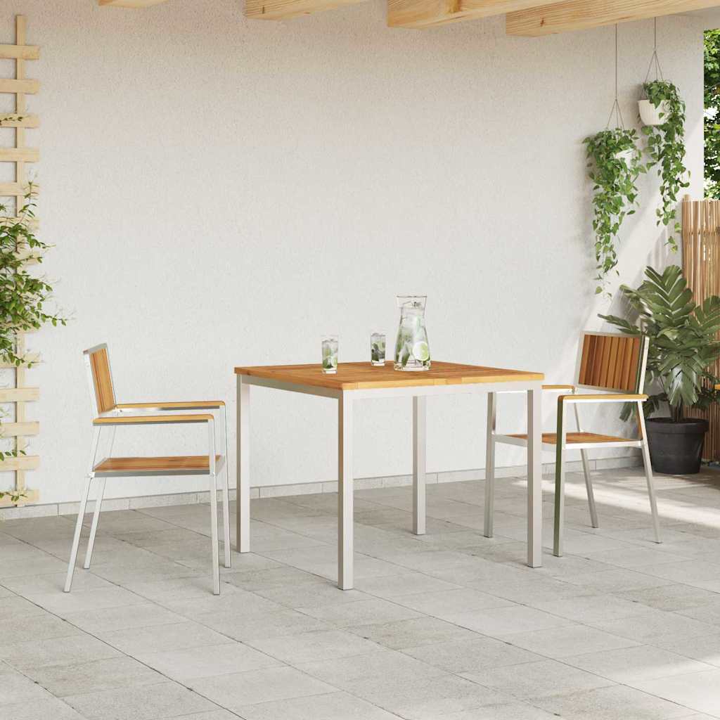 vidaXL Outdoor Dining Set 3 pcs Solid Acacia Wood and Stainless Steel