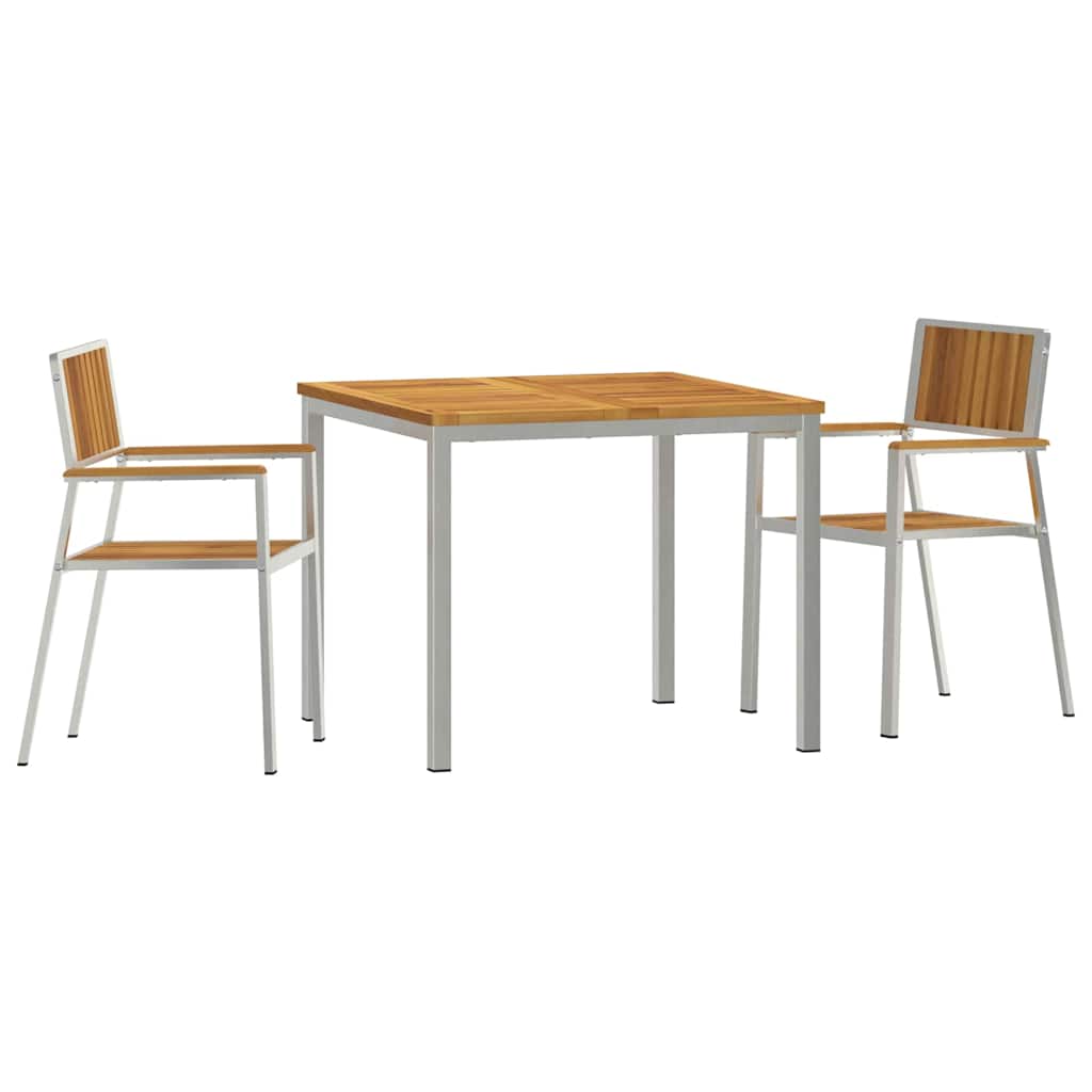 vidaXL Outdoor Dining Set 3 pcs Solid Acacia Wood and Stainless Steel