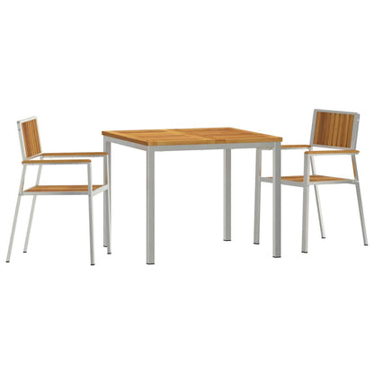 vidaXL Outdoor Dining Set 3 pcs Solid Acacia Wood and Stainless Steel