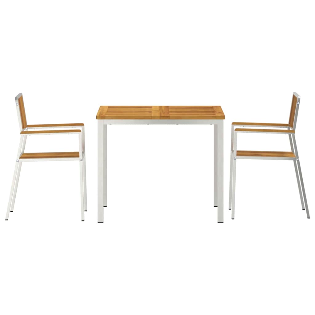 vidaXL Outdoor Dining Set 3 pcs Solid Acacia Wood and Stainless Steel