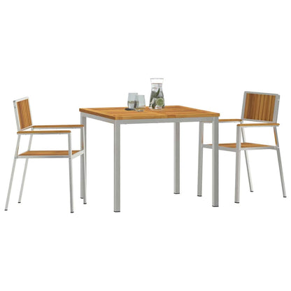 vidaXL Outdoor Dining Set 3 pcs Solid Acacia Wood and Stainless Steel