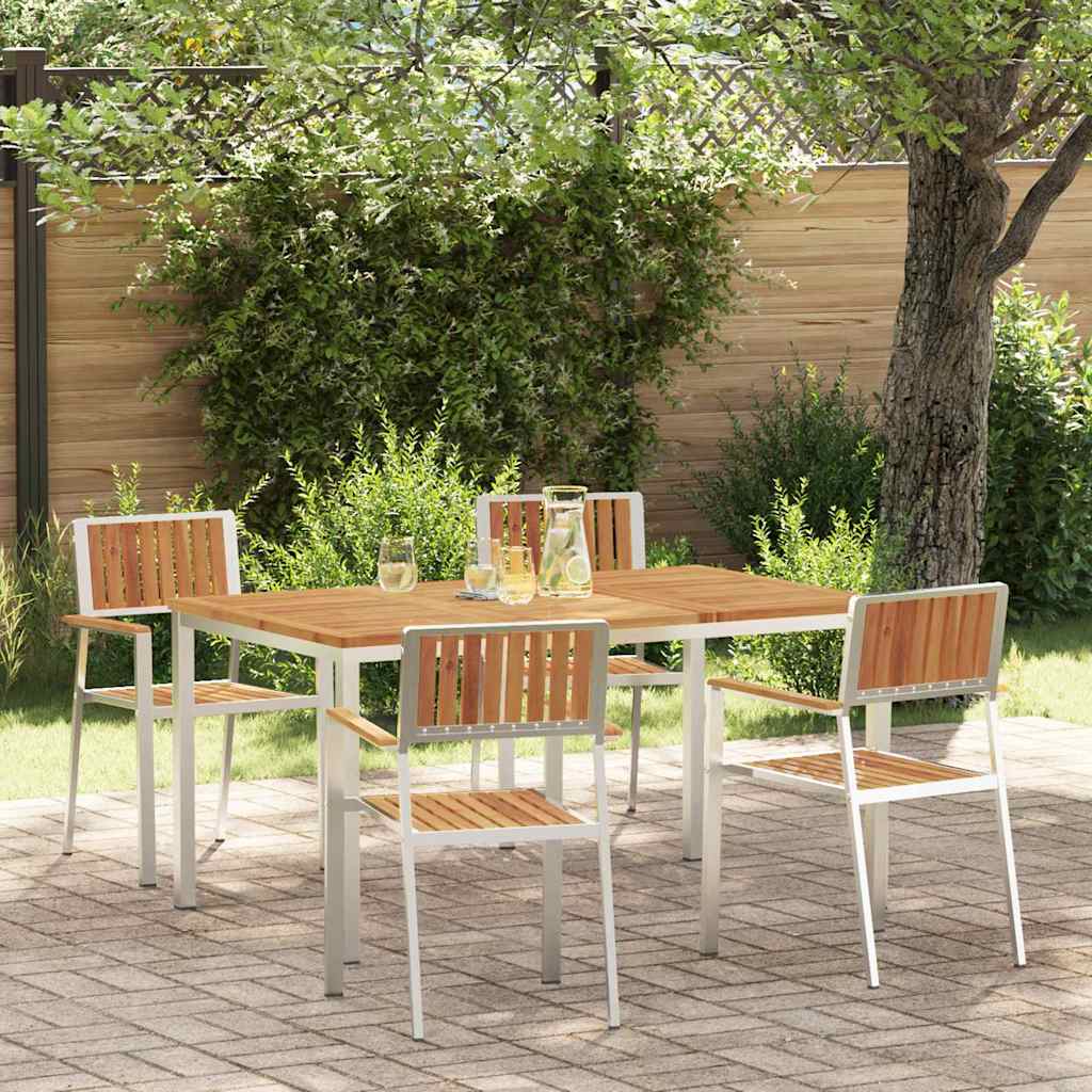vidaXL Outdoor Dining Set 5 pcs Solid Acacia Wood and Stainless Steel
