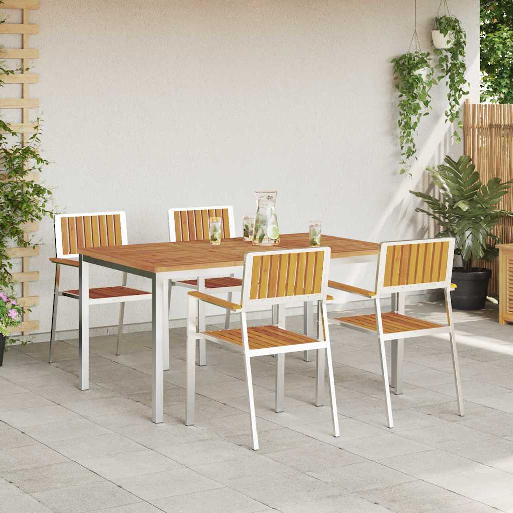 vidaXL Outdoor Dining Set 5 pcs Solid Acacia Wood and Stainless Steel