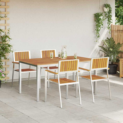 vidaXL Outdoor Dining Set 5 pcs Solid Acacia Wood and Stainless Steel