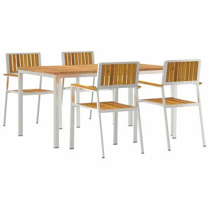 vidaXL Outdoor Dining Set 5 pcs Solid Acacia Wood and Stainless Steel