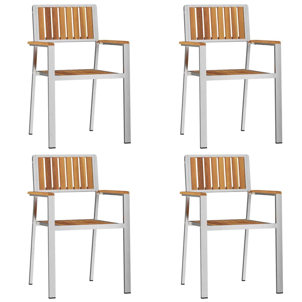 vidaXL Outdoor Dining Set 5 pcs Solid Acacia Wood and Stainless Steel