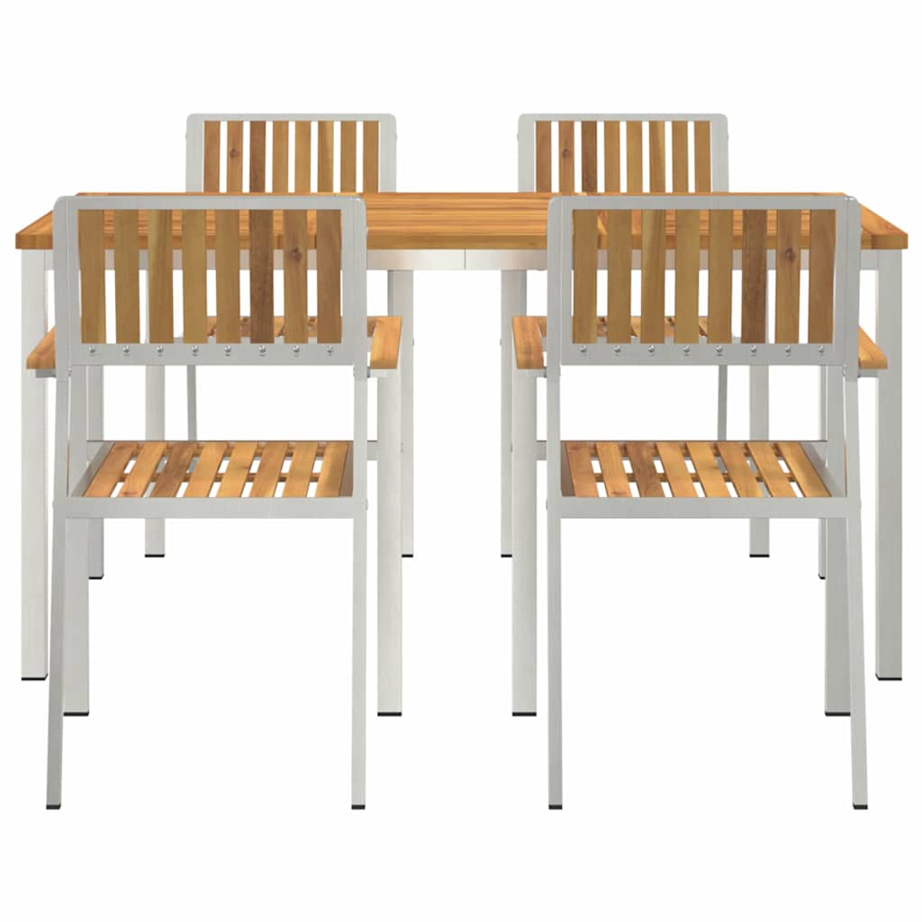 vidaXL Outdoor Dining Set 5 pcs Solid Acacia Wood and Stainless Steel