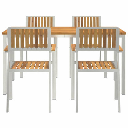 vidaXL Outdoor Dining Set 5 pcs Solid Acacia Wood and Stainless Steel