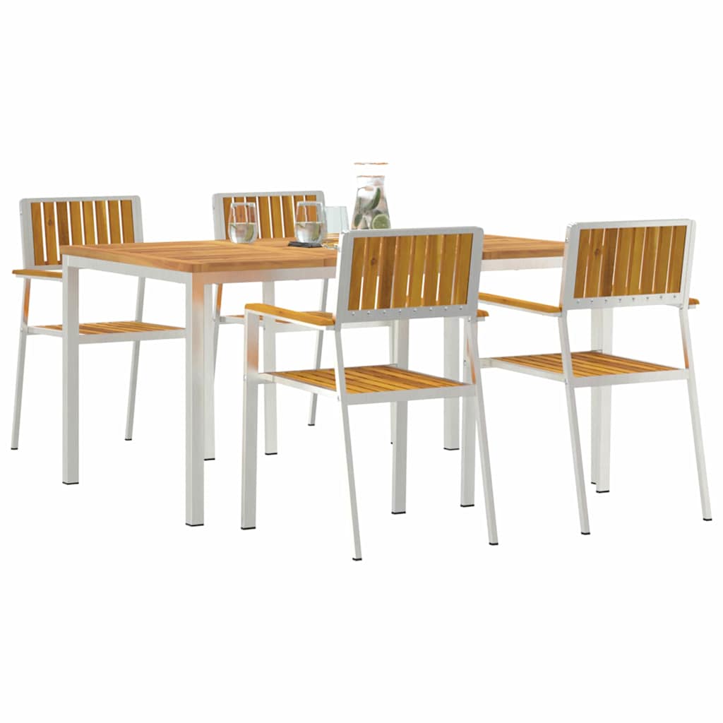 vidaXL Outdoor Dining Set 5 pcs Solid Acacia Wood and Stainless Steel