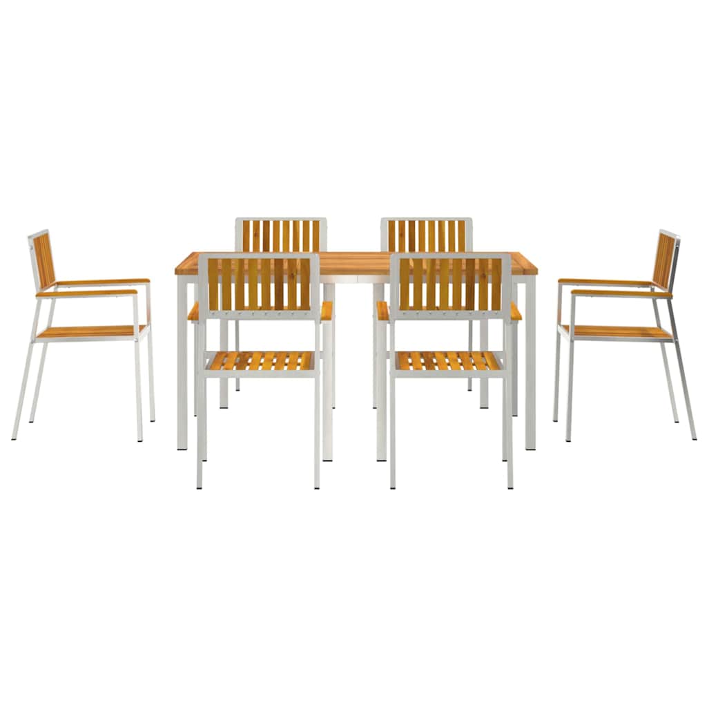 vidaXL Outdoor Dining Set 7 pcs Brown Solid Acacia Wood