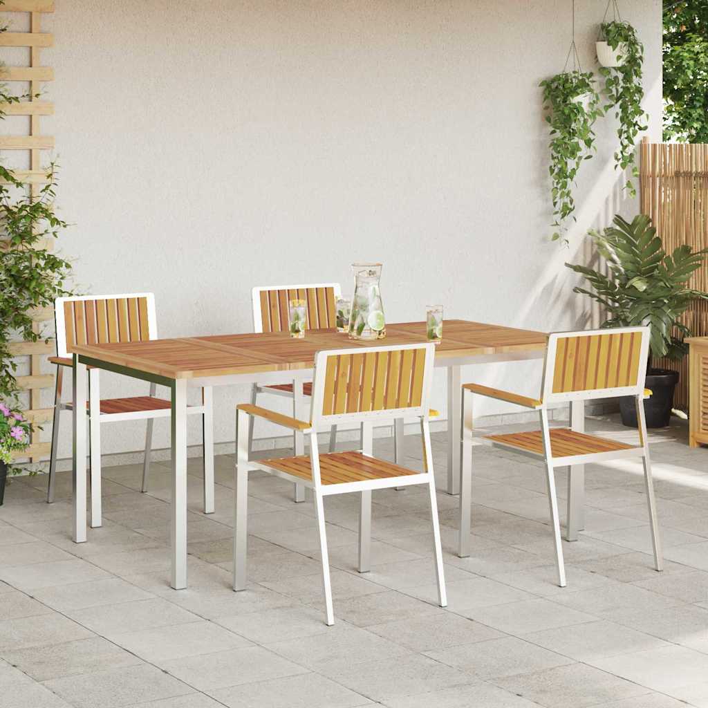vidaXL Outdoor Dining Set 5 pcs Solid Acacia Wood and Stainless Steel