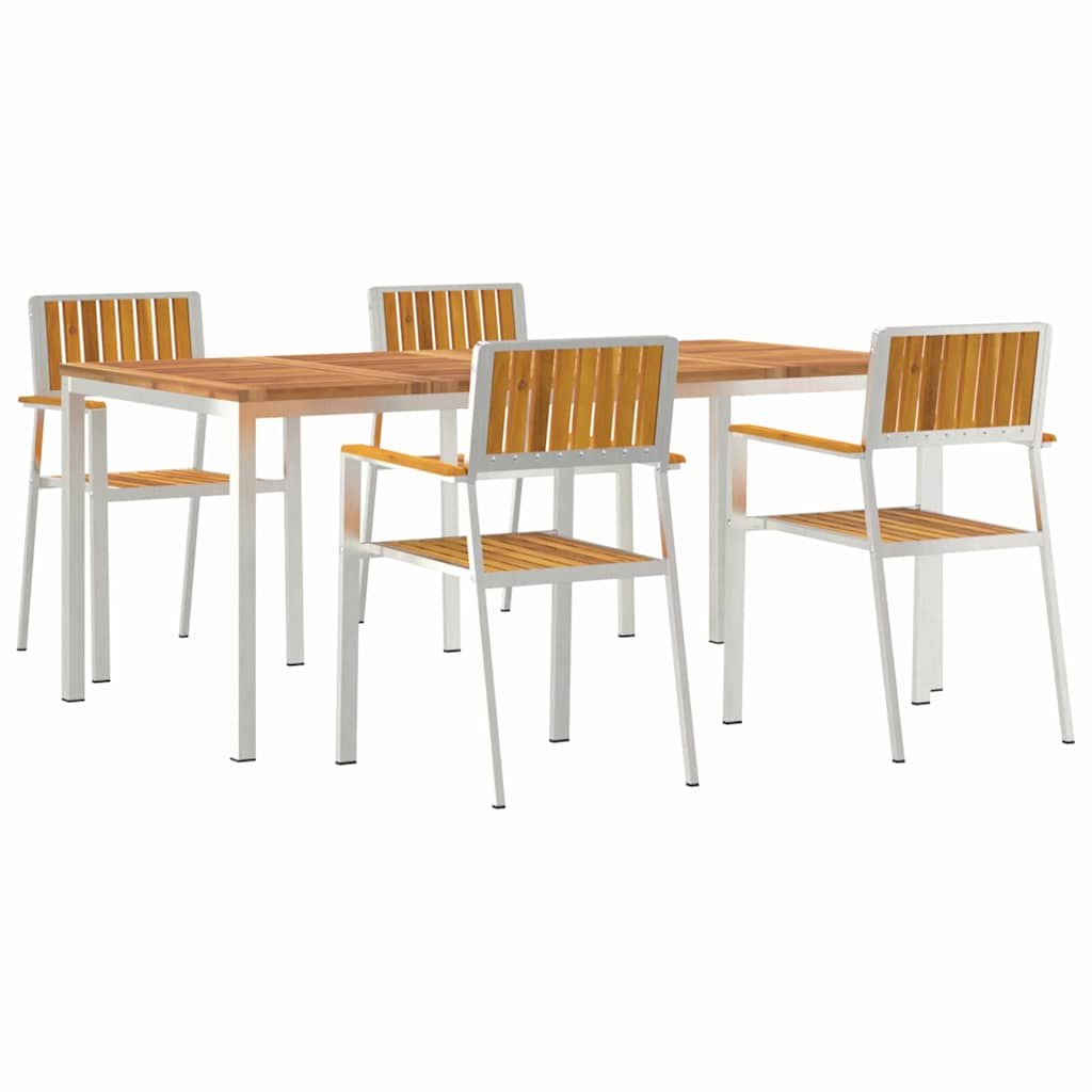 vidaXL Outdoor Dining Set 5 pcs Solid Acacia Wood and Stainless Steel