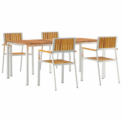 vidaXL Outdoor Dining Set 5 pcs Solid Acacia Wood and Stainless Steel