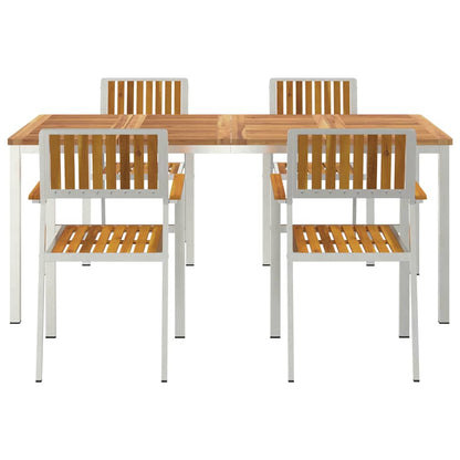 vidaXL Outdoor Dining Set 5 pcs Solid Acacia Wood and Stainless Steel