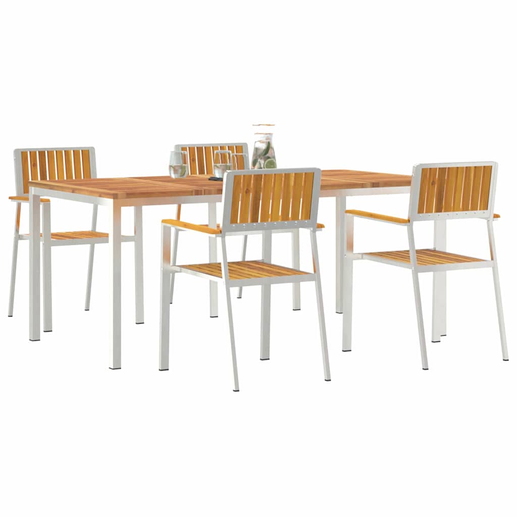 vidaXL Outdoor Dining Set 5 pcs Solid Acacia Wood and Stainless Steel