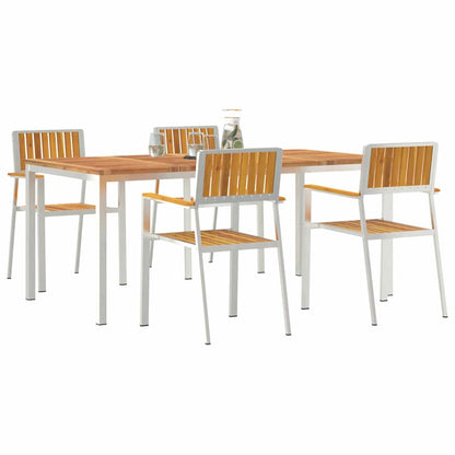 vidaXL Outdoor Dining Set 5 pcs Solid Acacia Wood and Stainless Steel