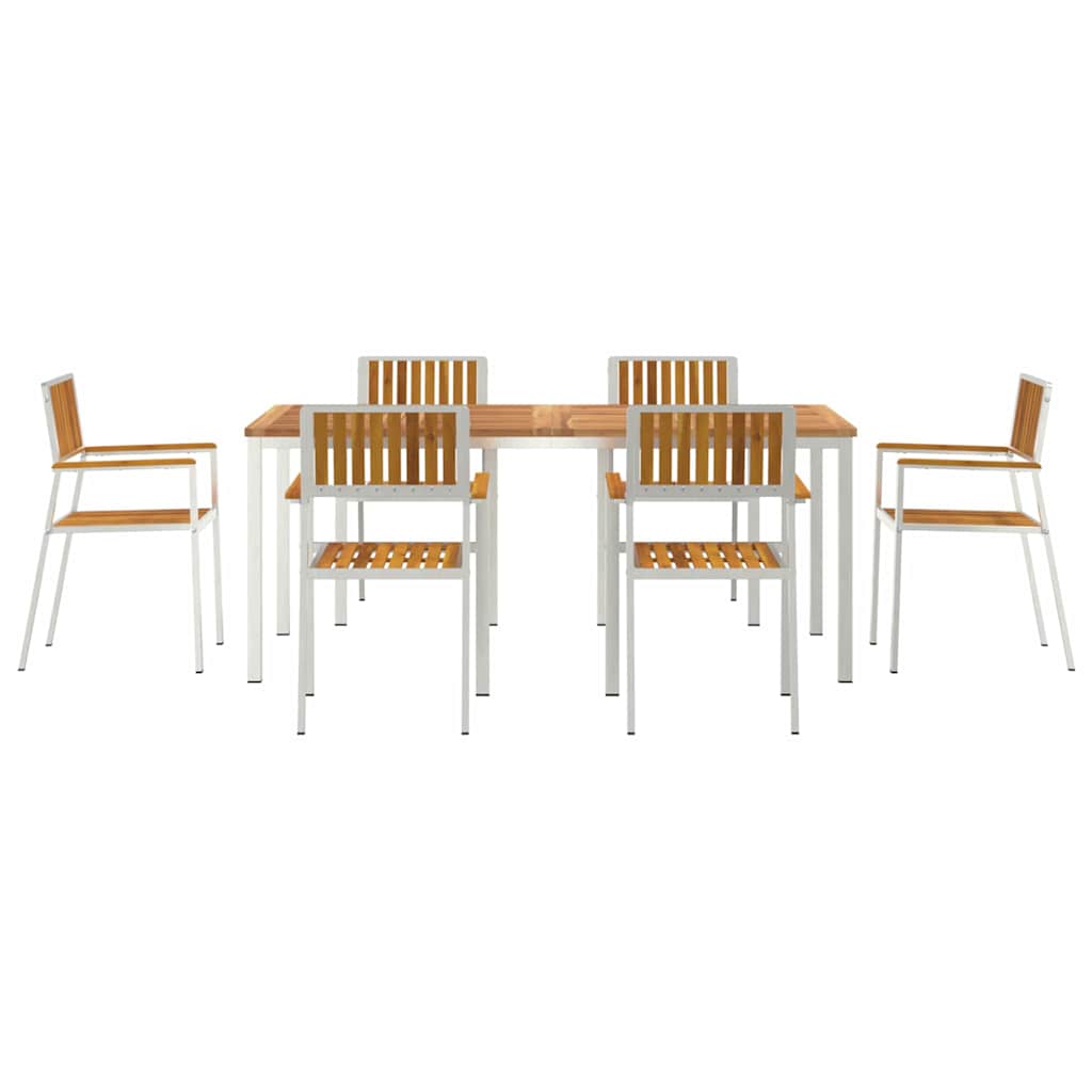 vidaXL Outdoor Dining Set 7 pcs Solid Acacia Wood and Stainless Steel