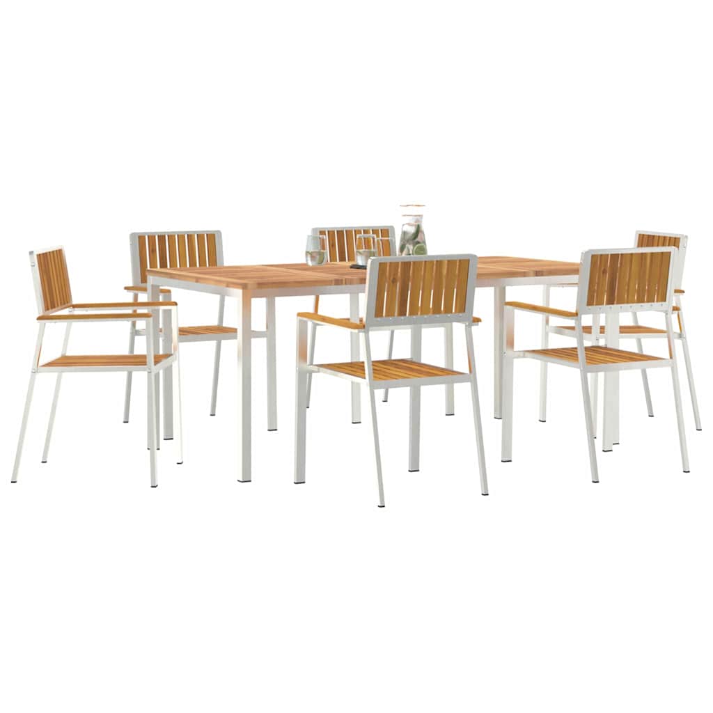 vidaXL Outdoor Dining Set 7 pcs Solid Acacia Wood and Stainless Steel