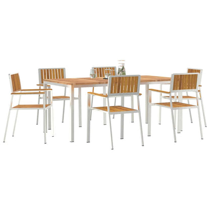vidaXL Outdoor Dining Set 7 pcs Solid Acacia Wood and Stainless Steel
