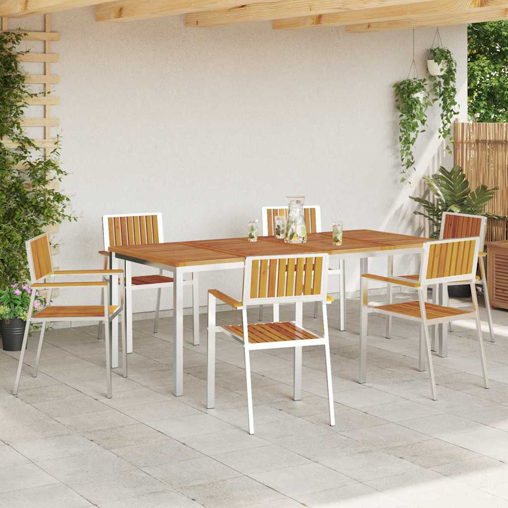 vidaXL Outdoor Dining Set 7 pcs Brown Solid Acacia Wood