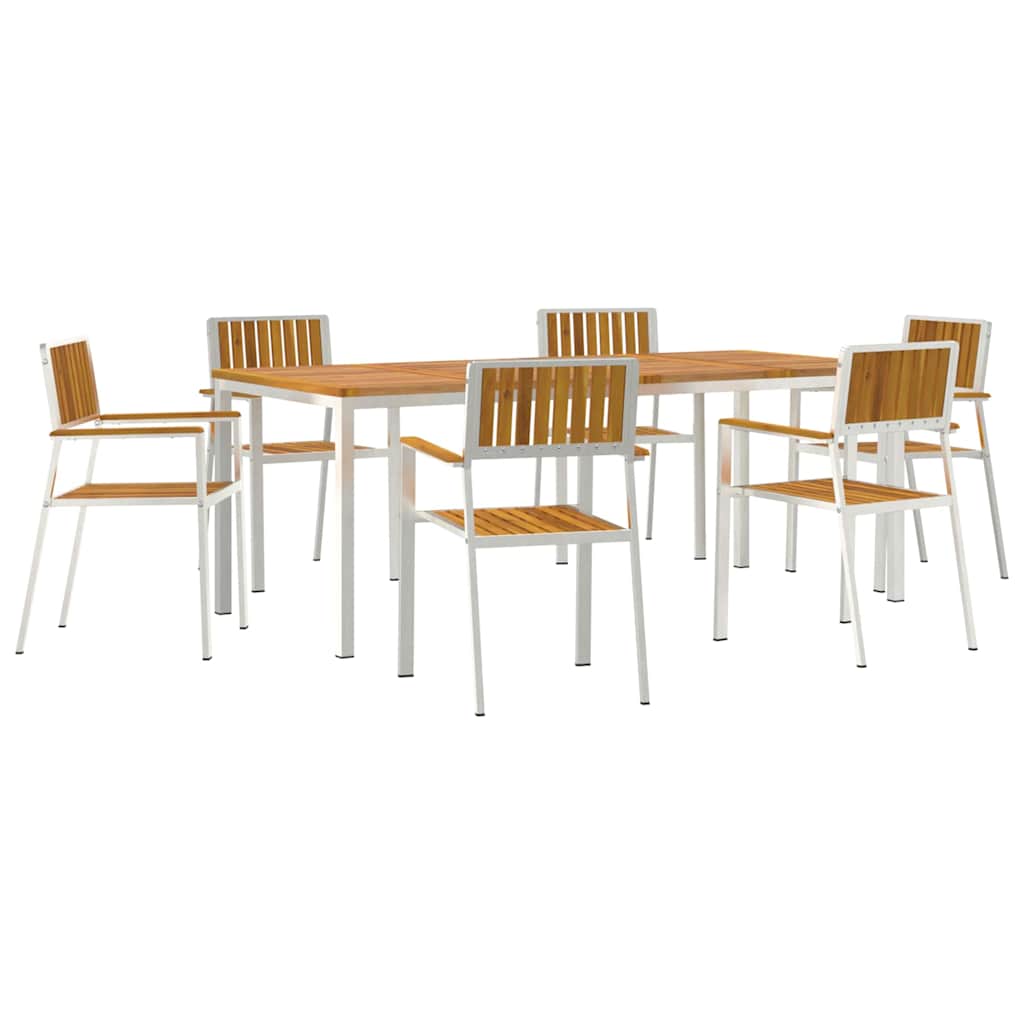 vidaXL Outdoor Dining Set 7 pcs Brown Solid Acacia Wood