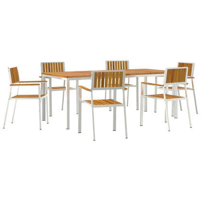 vidaXL Outdoor Dining Set 7 pcs Brown Solid Acacia Wood