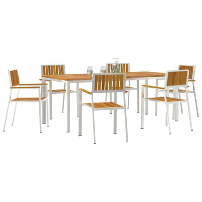 vidaXL Outdoor Dining Set 7 pcs Brown Solid Acacia Wood