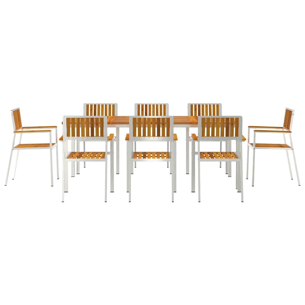 vidaXL Outdoor Dining Set 9 pcs Solid Acacia Wood and Stainless Steel