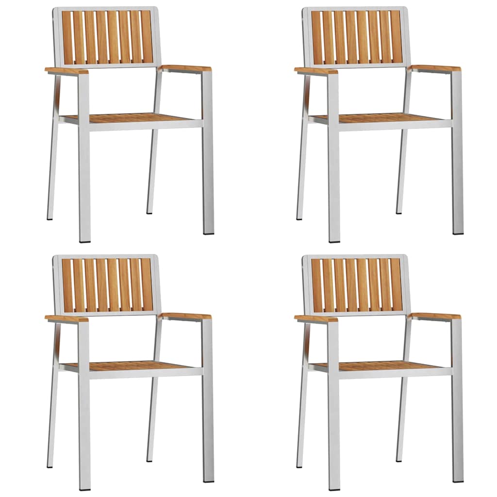 vidaXL Outdoor Dining Set 5 pcs Solid Teak Wood and Stainless Steel
