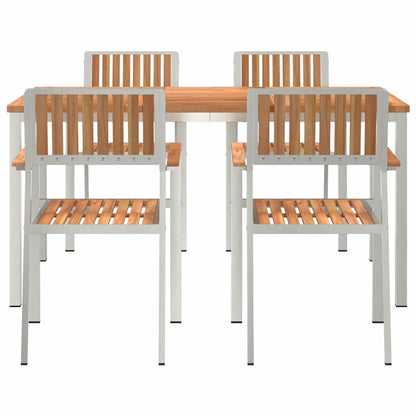 vidaXL Outdoor Dining Set 5 pcs Solid Teak Wood and Stainless Steel