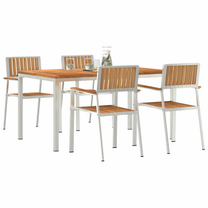 vidaXL Outdoor Dining Set 5 pcs Solid Teak Wood and Stainless Steel