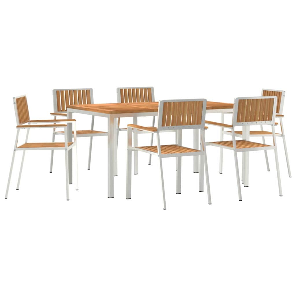 vidaXL Outdoor Dining Set 7 pcs Solid Teak Wood and Stainless Steel