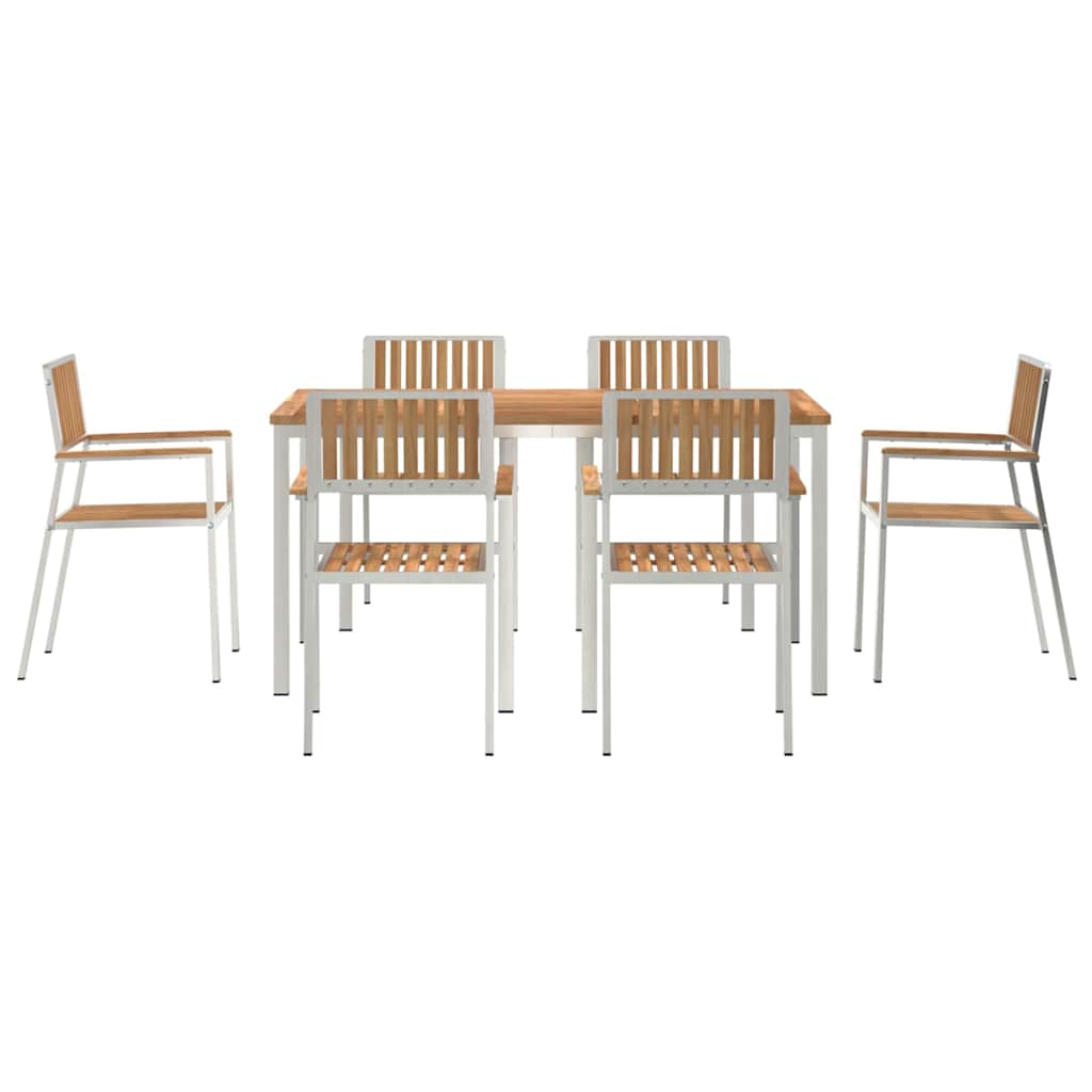 vidaXL Outdoor Dining Set 7 pcs Solid Teak Wood and Stainless Steel