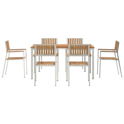 vidaXL Outdoor Dining Set 7 pcs Solid Teak Wood and Stainless Steel