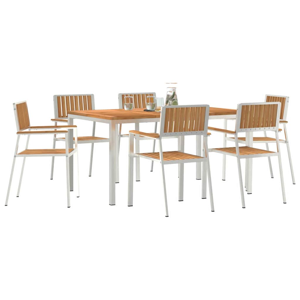 vidaXL Outdoor Dining Set 7 pcs Solid Teak Wood and Stainless Steel